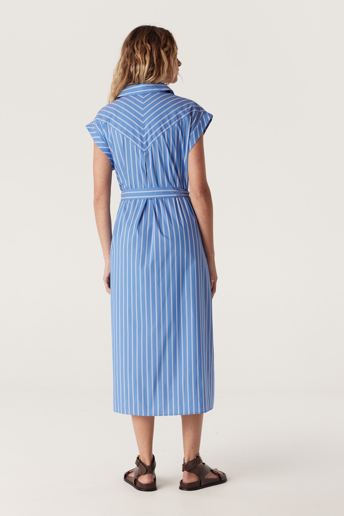 Cable Felicity Stripe Poplin Dress  - Blue Stripe