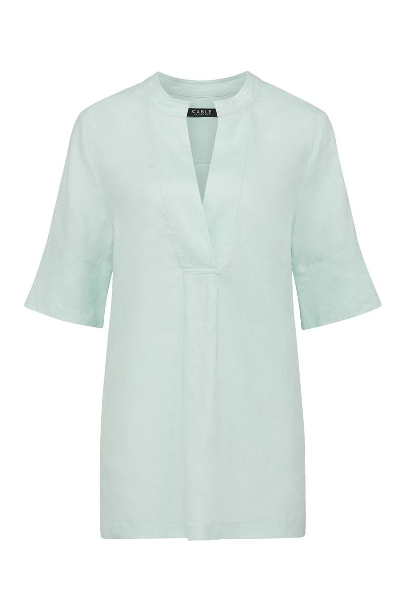 CABLE HAYWARD LINEN BLOUSE - SEAFOAM