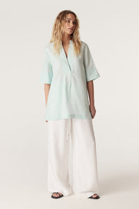 CABLE HAYWARD LINEN BLOUSE - SEAFOAM