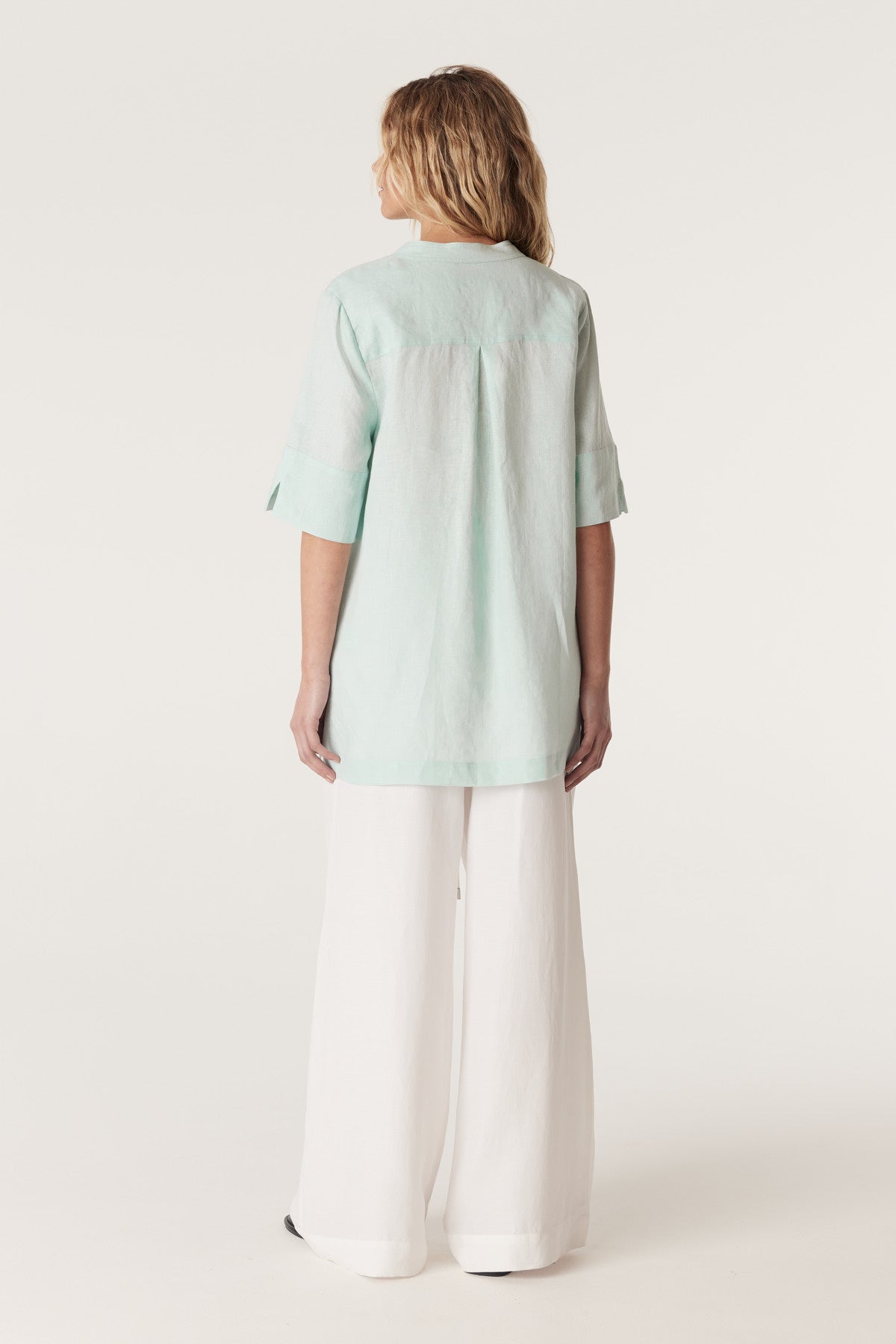 CABLE HAYWARD LINEN BLOUSE - SEAFOAM