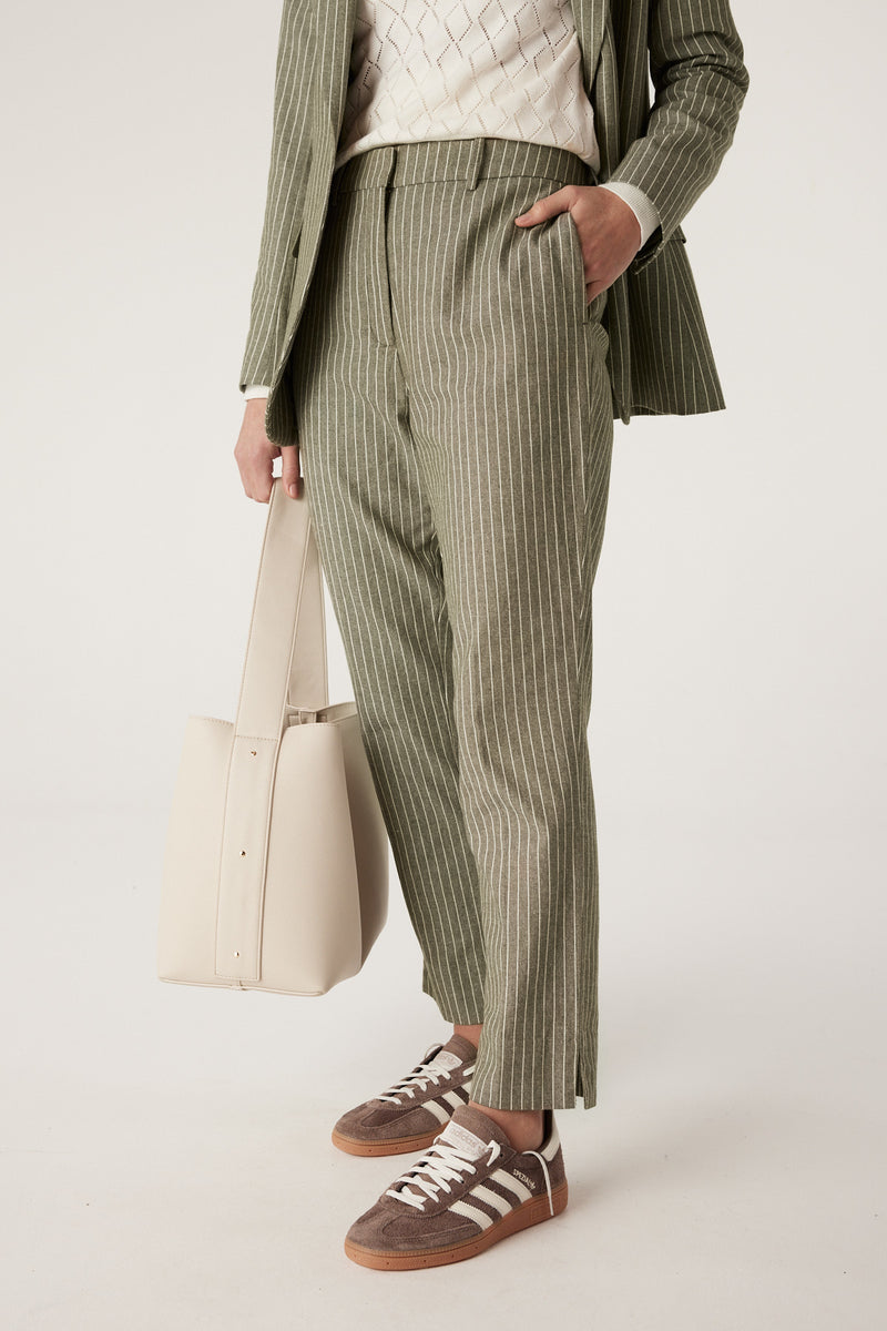 Cable Mosman Pinstripe Pant - Sage Green Pinstripe