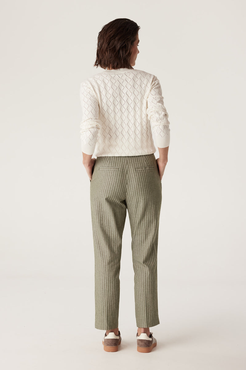 Cable Mosman Pinstripe Pant - Sage Green Pinstripe