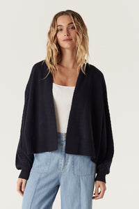 Cable Riviera Cable Knit Cardigan  - Navy