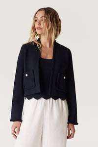 Cable Riviera Crepe Jacket - Navy