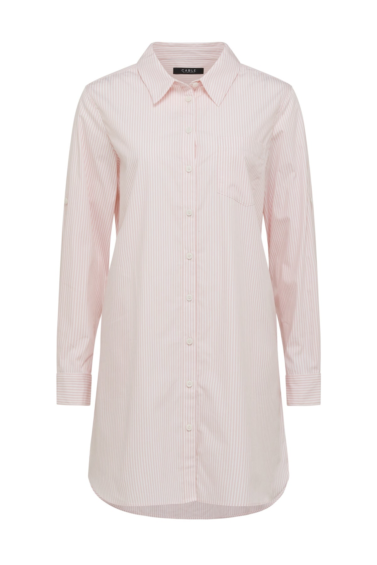 CABLE TOMBOY SHIRT - PINK STRIPE