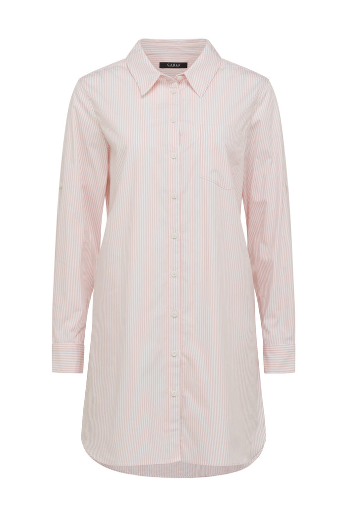 CABLE TOMBOY SHIRT - PINK STRIPE