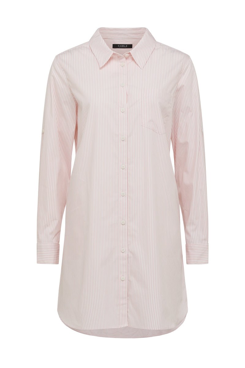 CABLE TOMBOY SHIRT - PINK STRIPE