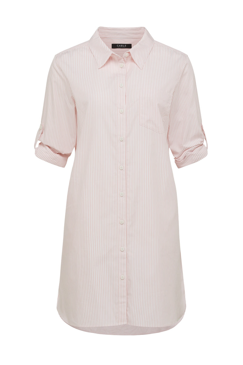 CABLE TOMBOY SHIRT - PINK STRIPE