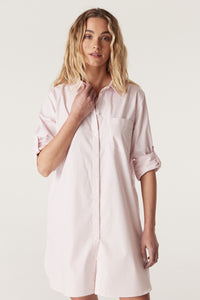 CABLE TOMBOY SHIRT - PINK STRIPE