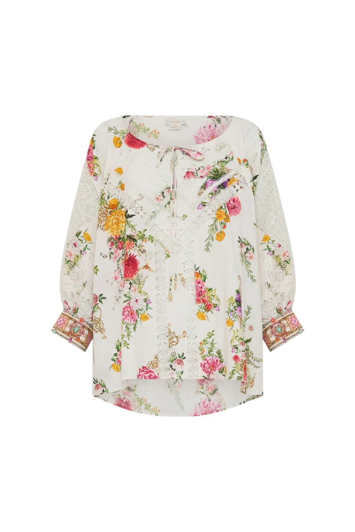 CAMILLA RAGLAN SLEEVE BLOUSE WITH CUFF - EGYPTIAN ROSE