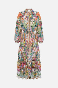 CAMILLA TIERED LONG SHIRT DRESS - FLOWERS OF NEPTUNE - ESCAPE CLOTHING