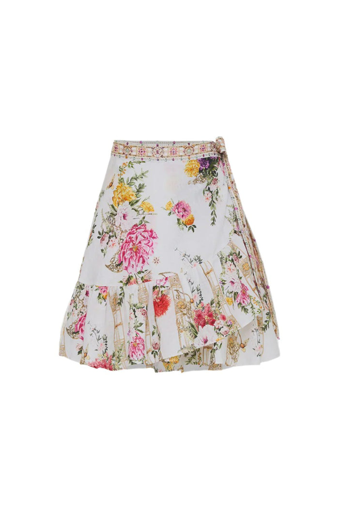 CAMILLA RUFFLE HEM WRAP SKIRT - EGYPTIAN ROSE