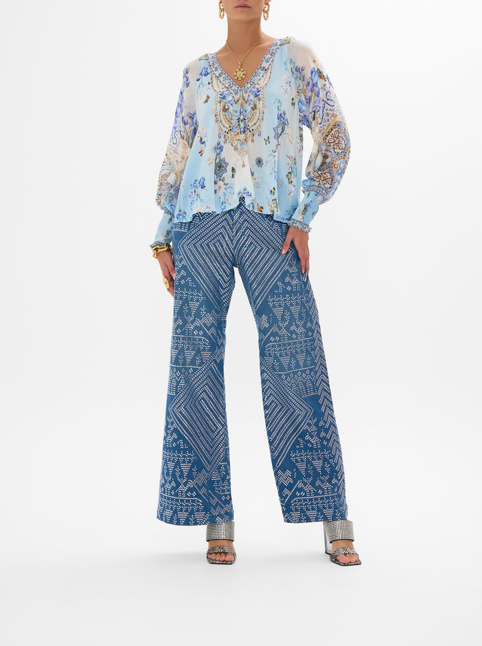 Camilla Shirred Cuff Blouse - Al Manial Palace
