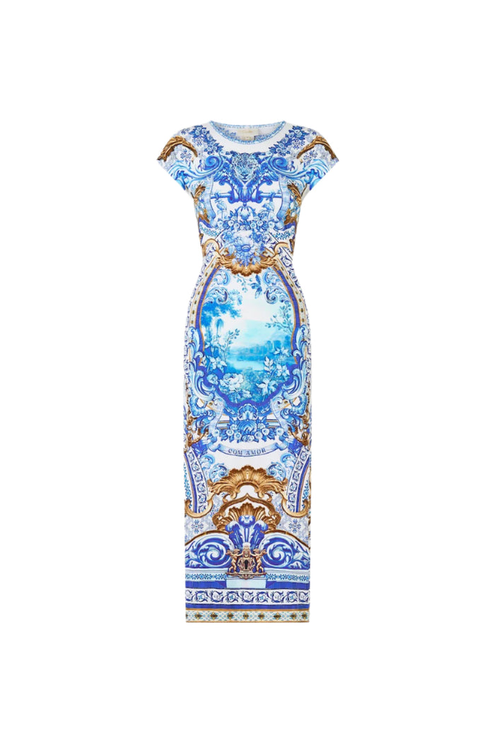 Camilla  Jersey Tank Dress With Cap Sleeves - Azul Adventures