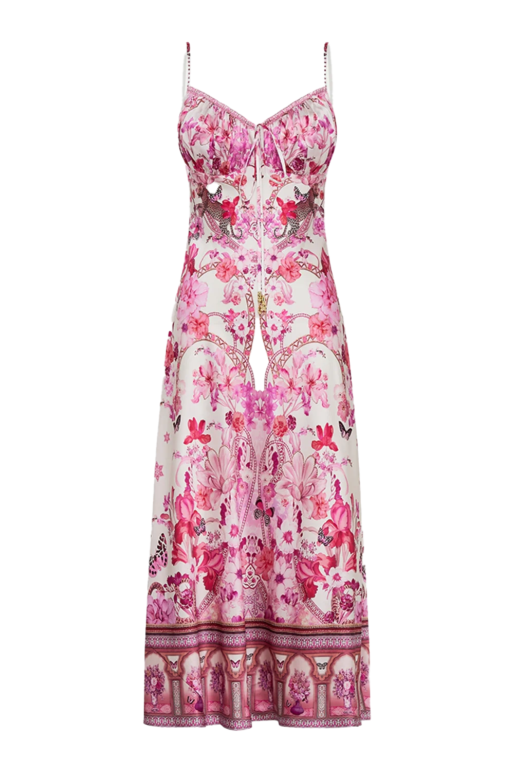 Camilla Gathered Bodice Bias Dress - Botanical Novella