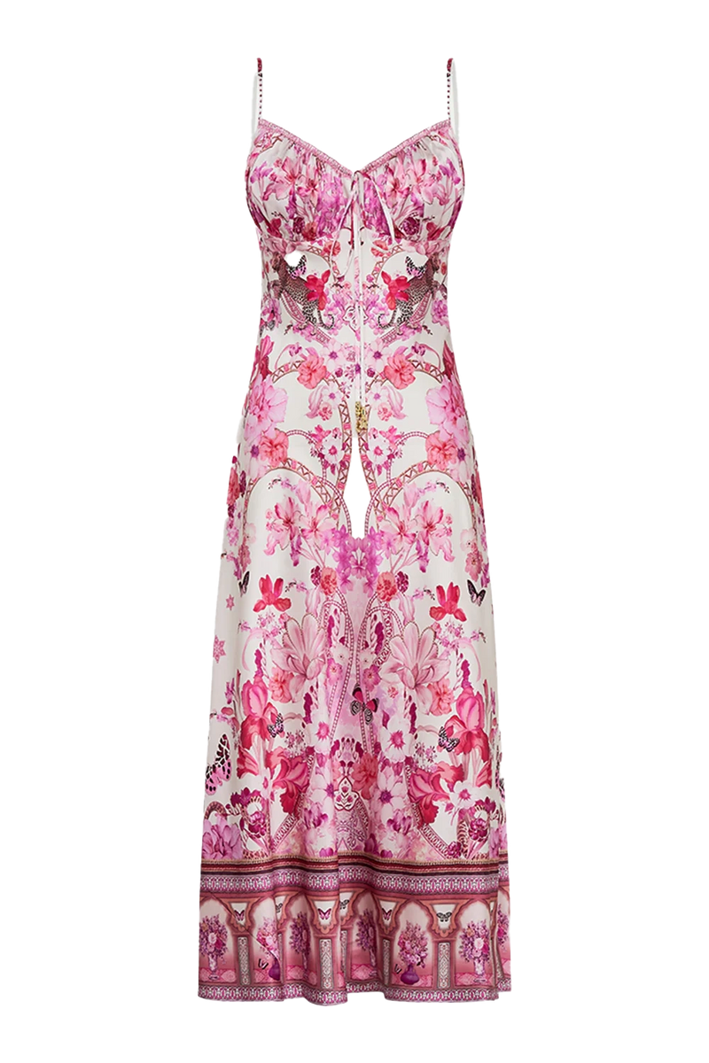 Camilla Gathered Bodice Bias Dress - Botanical Novella