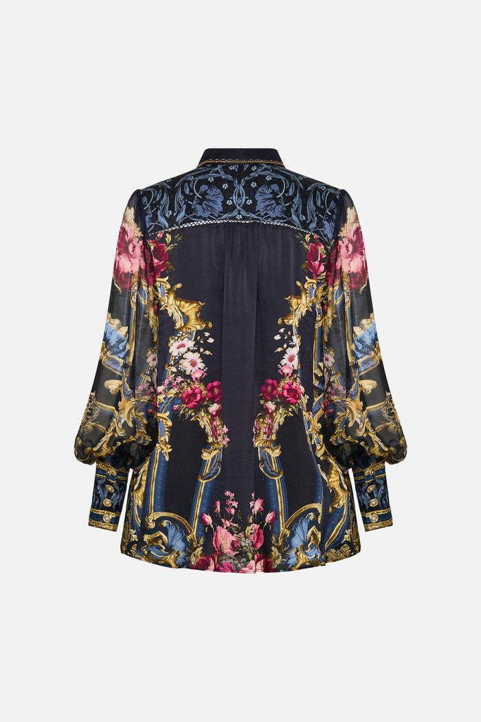 Camilla Button Through Blouson Sleeve Blouse - Ornate On A Plate