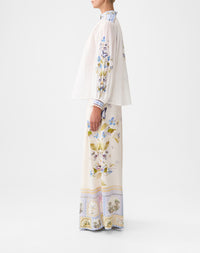 Camilla High Neck Button Through Blouse - Botanical Ballads