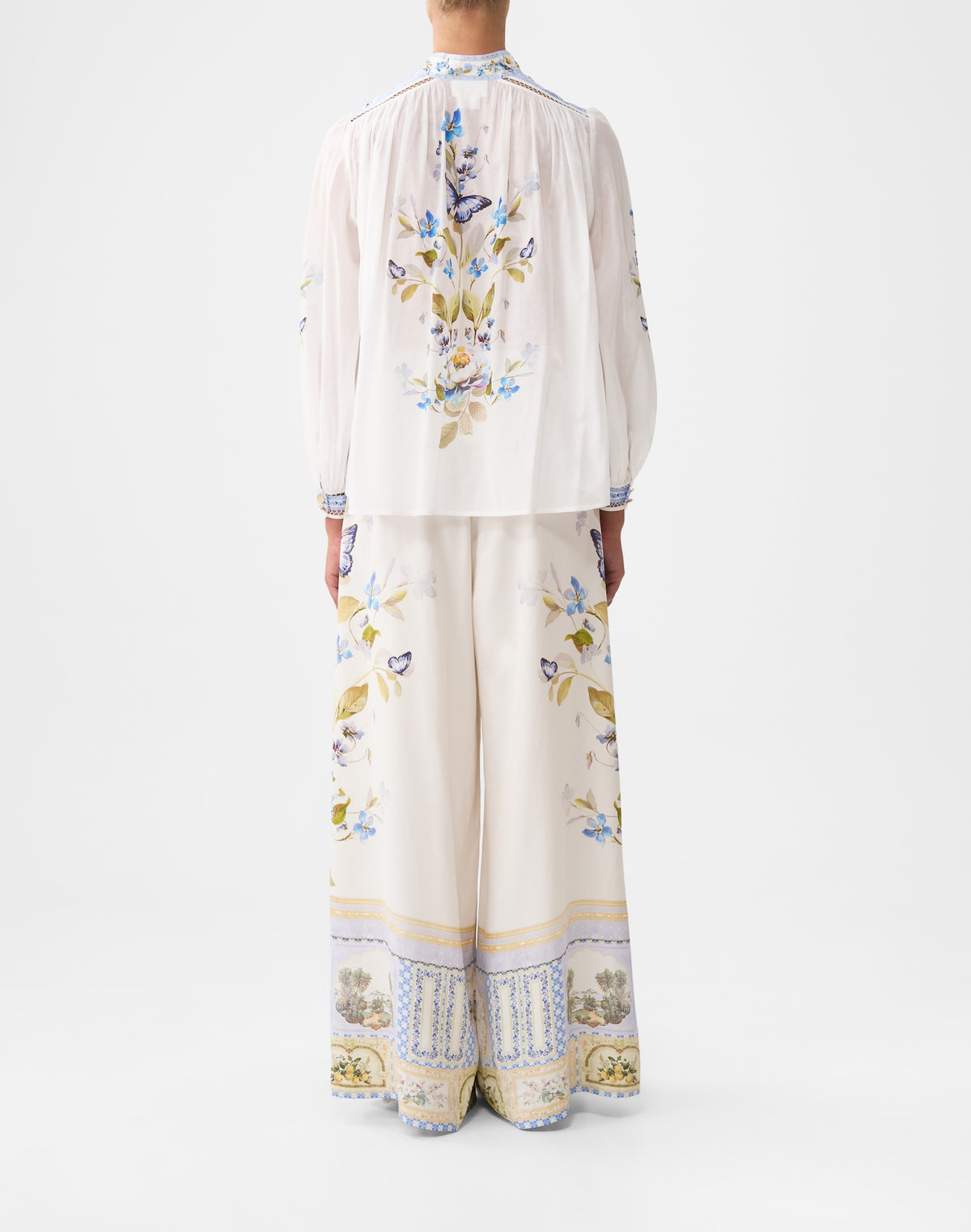 Camilla High Neck Button Through Blouse - Botanical Ballads