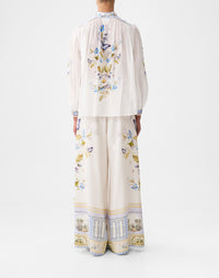 Camilla High Neck Button Through Blouse - Botanical Ballads