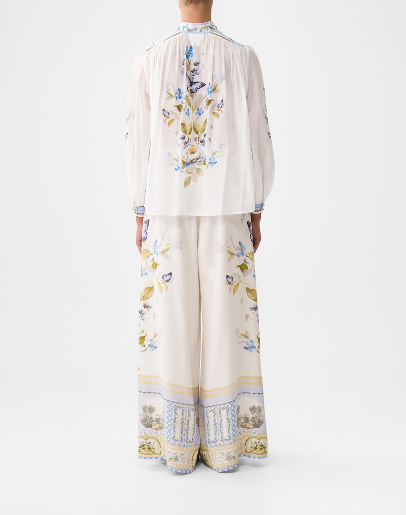 Camilla High Neck Button Through Blouse - Botanical Ballads