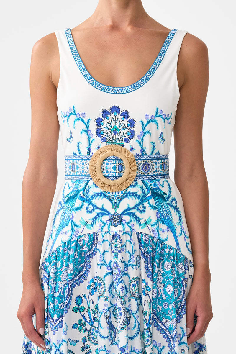 Camilla Jersey Tank Dress With Contrast Skirt - Isnik Lullaby