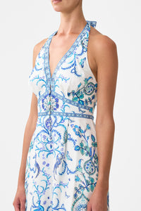 Camilla Halterneck Jumpsuit With Tie Neck - Isnik Lullaby