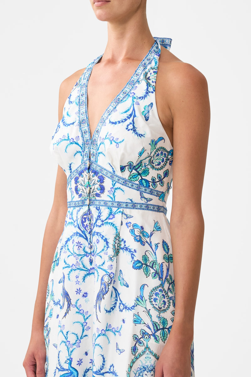 Camilla Halterneck Jumpsuit With Tie Neck - Isnik Lullaby