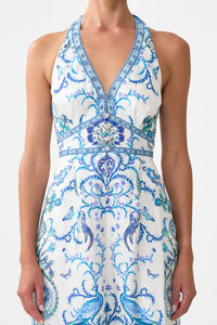 Camilla Halterneck Jumpsuit With Tie Neck - Isnik Lullaby