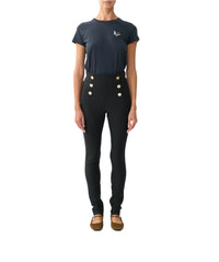 Camilla Button Embellished Ponte Pant - Ottoman Elegance