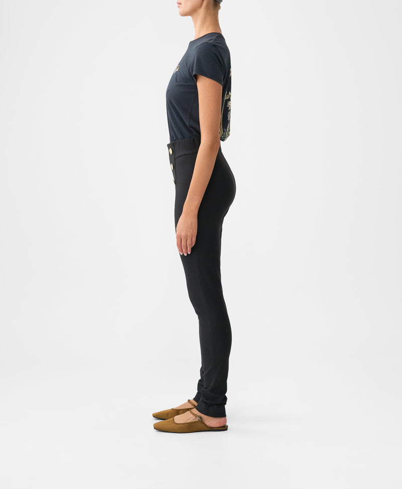 Camilla Button Embellished Ponte Pant - Ottoman Elegance