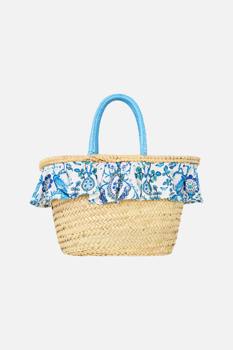 Camilla Raffia Tote With Frill Edge - Isnik Lullaby