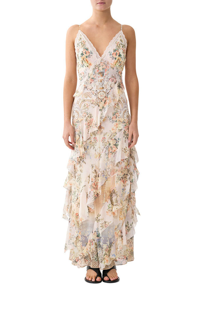 Camilla Asymmetrical Ruffle Slip Dress - Twilight In Istanbul