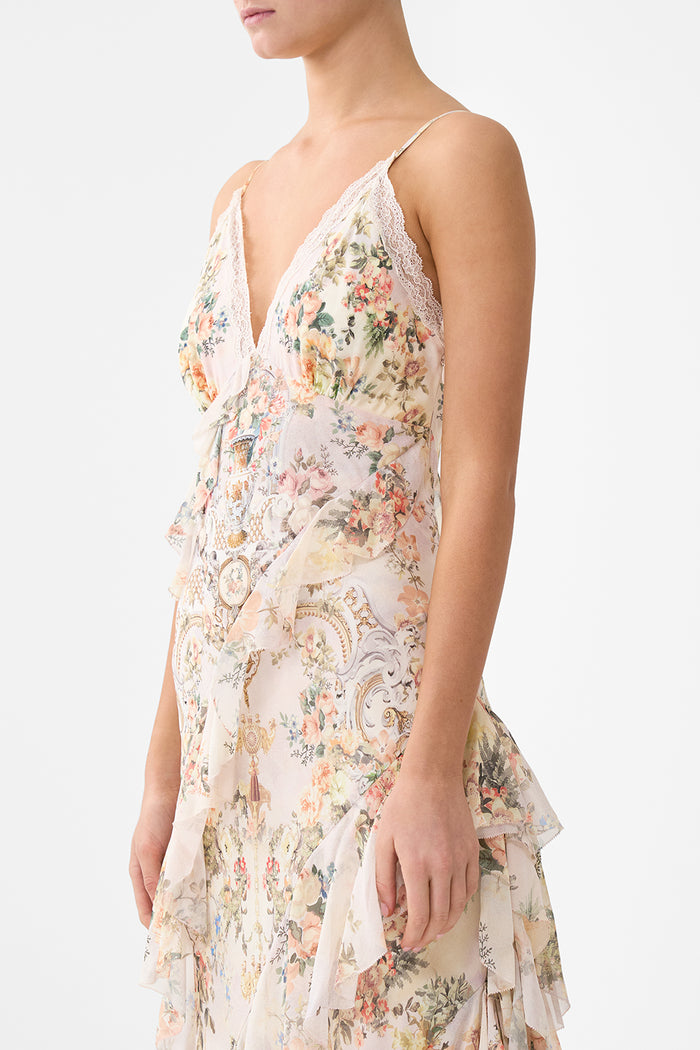 Camilla Asymmetrical Ruffle Slip Dress - Twilight In Istanbul