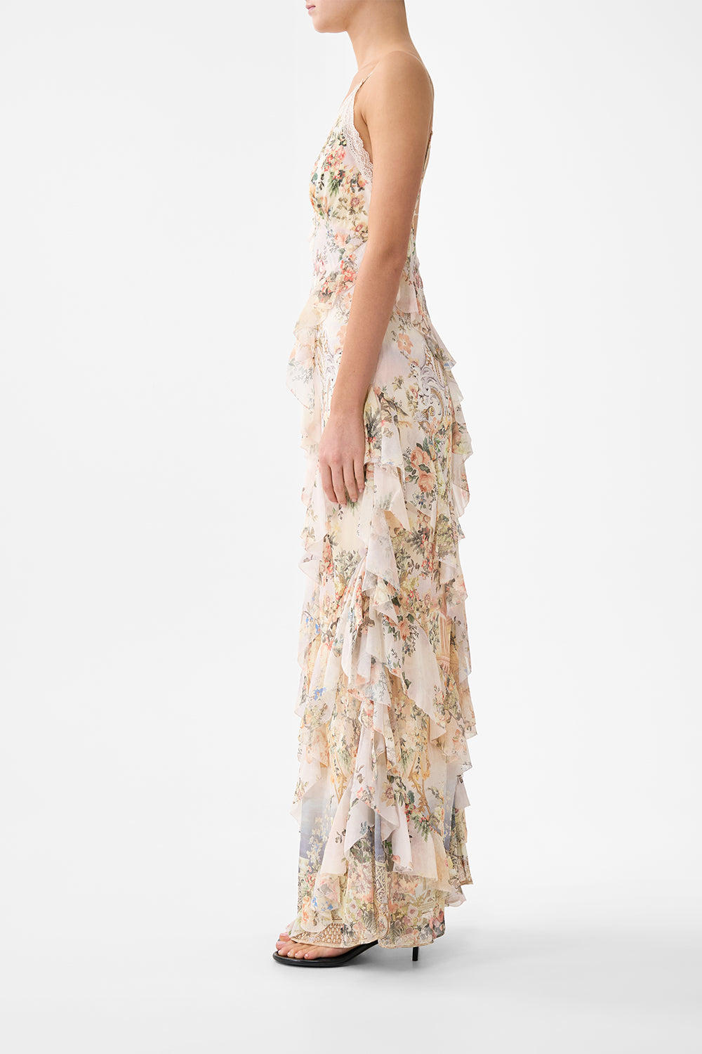Camilla Asymmetrical Ruffle Slip Dress - Twilight In Istanbul