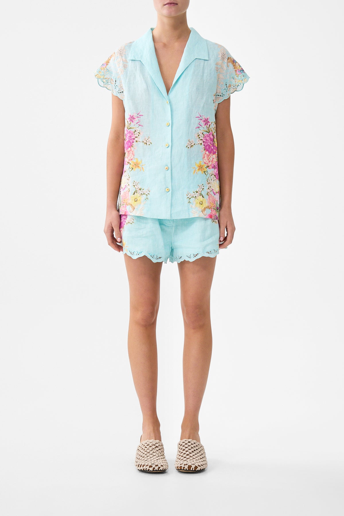 Camilla Button Through Collared Top - Bazaar Blooms