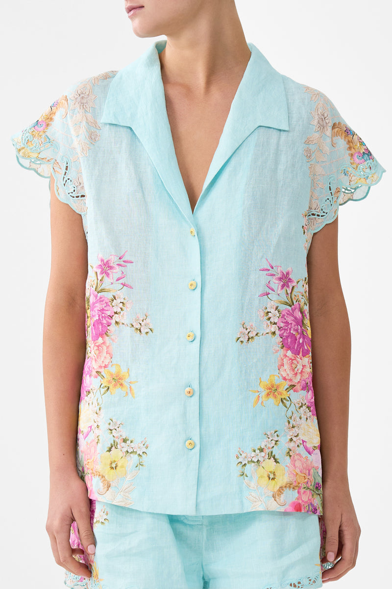 Camilla Button Through Collared Top - Bazaar Blooms