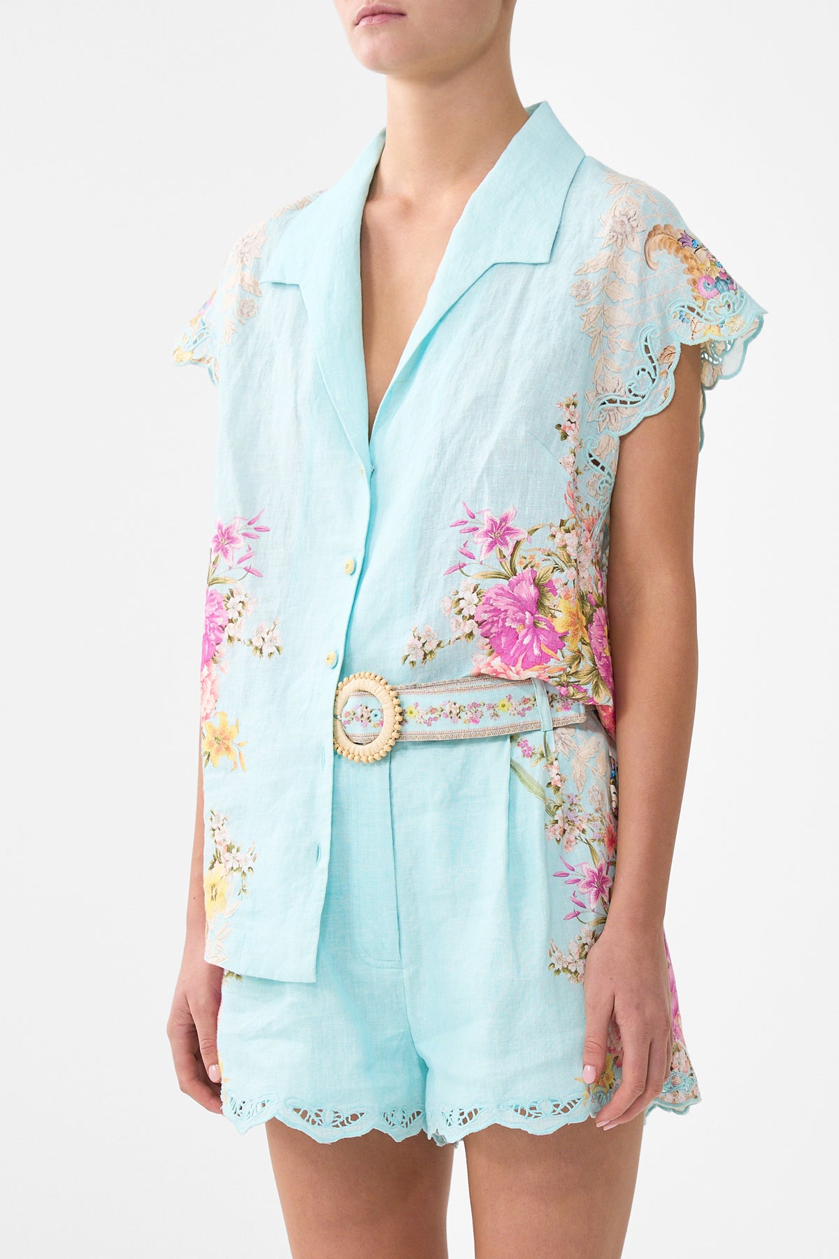 Camilla Button Through Collared Top - Bazaar Blooms