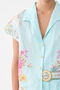 Camilla Button Through Collared Top - Bazaar Blooms