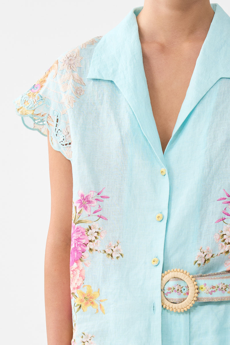 Camilla Button Through Collared Top - Bazaar Blooms
