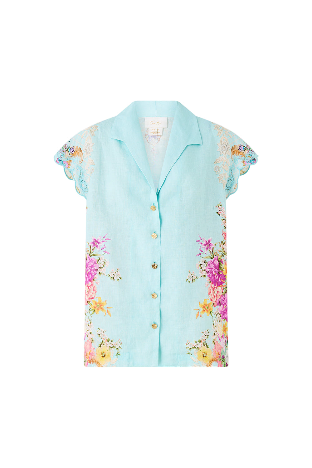 Camilla Button Through Collared Top - Bazaar Blooms