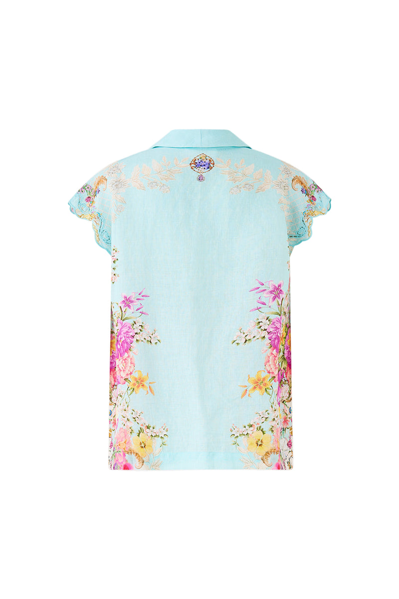Camilla Button Through Collared Top - Bazaar Blooms
