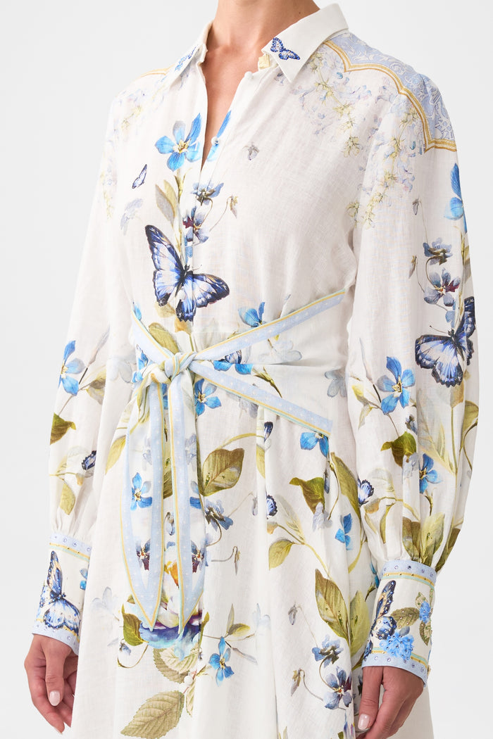 Camilla Waist Tie Shirt Dress - Botanical Ballads
