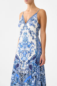 Camilla Bias Slip Dress With Frill Hem - A Tiled Wonderland
