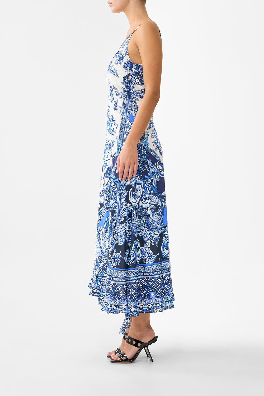 Camilla Bias Slip Dress With Frill Hem - A Tiled Wonderland