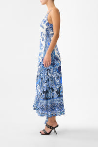 Camilla Bias Slip Dress With Frill Hem - A Tiled Wonderland