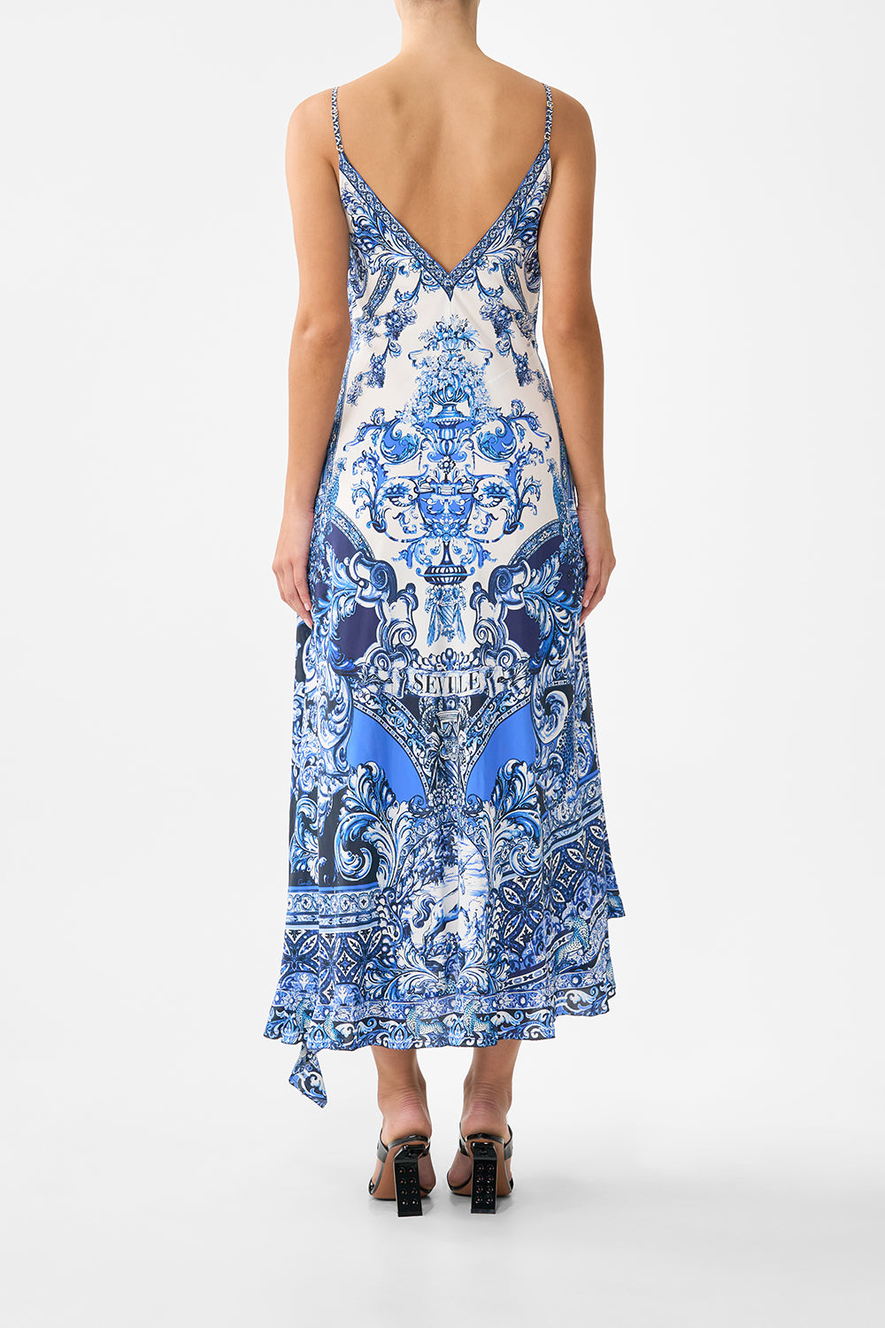 Camilla Bias Slip Dress With Frill Hem - A Tiled Wonderland