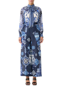 Camilla Detachable Pussy Bow Raglan Blouse - A Tiled Wonderland