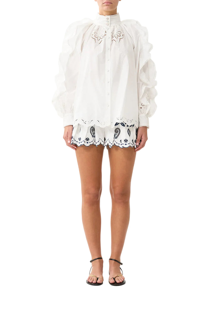 Camilla Relaxed Blouse With Frill Sleeve Detail - A Tiled Wonderland