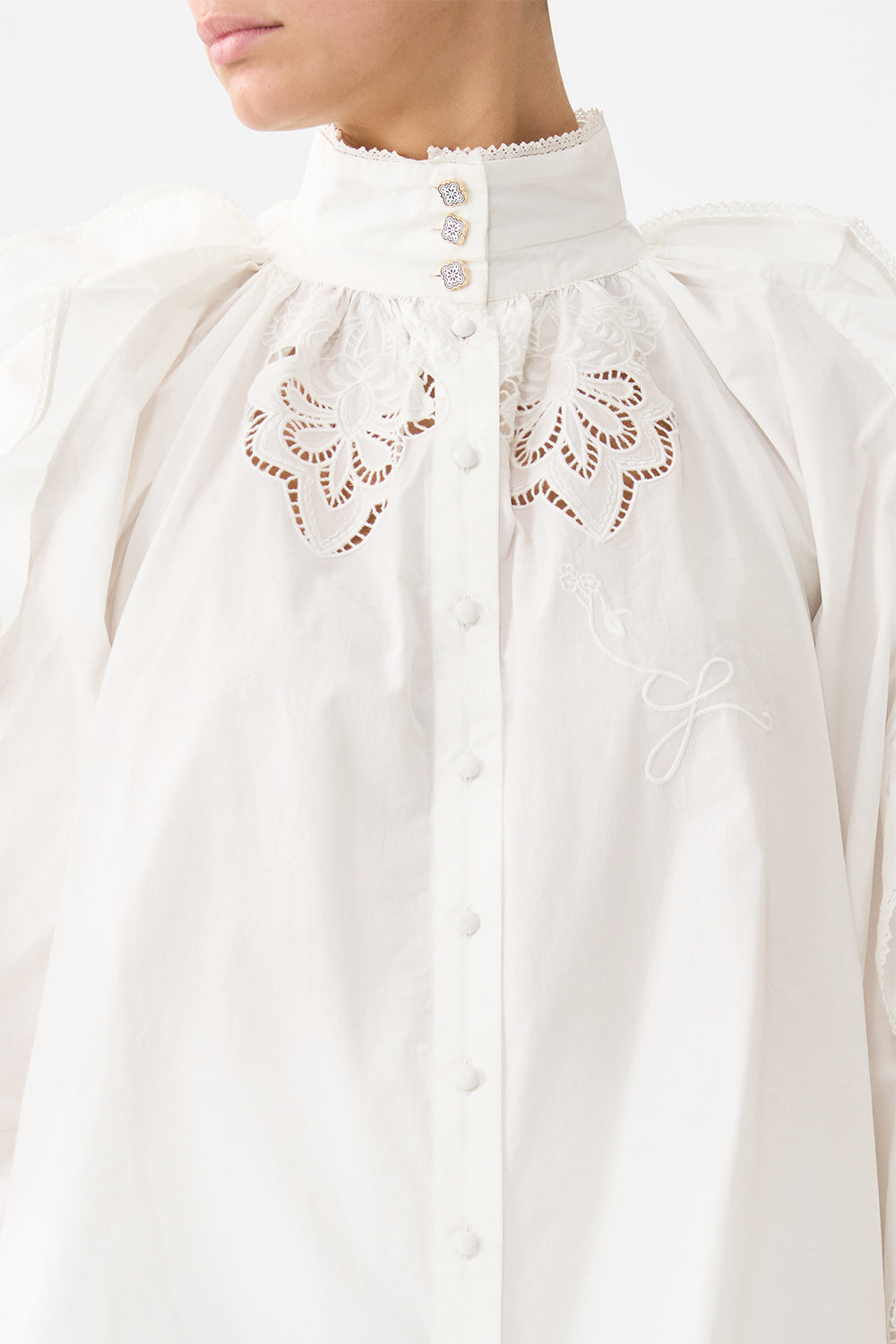 Camilla Relaxed Blouse With Frill Sleeve Detail - A Tiled Wonderland